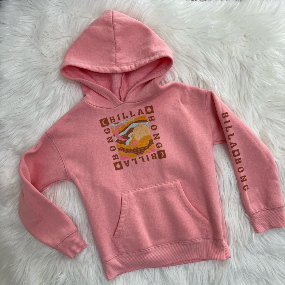 Billabong Girls Pink Hodded Sweatshirt Size Small